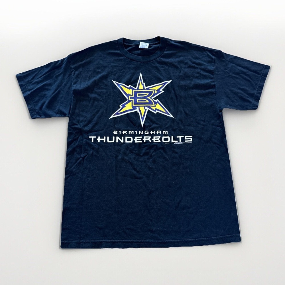 Birmingham‎ Thunderbolts Shirt Mens XL XFL Football Black Alabama 90s Bolts Vtg